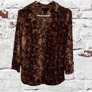 INC Animal Print Button Up Blouse Size Medium.